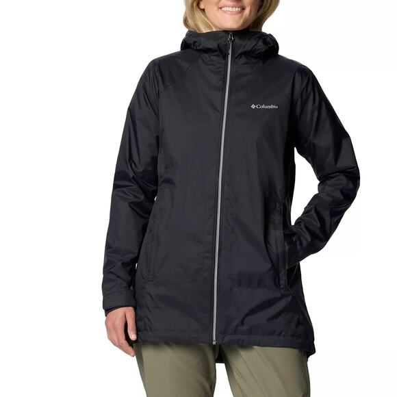 Columbia Women Switchback Lined Long Water Resistant Rain Jacket Size US L Black - Picture 1 of 4